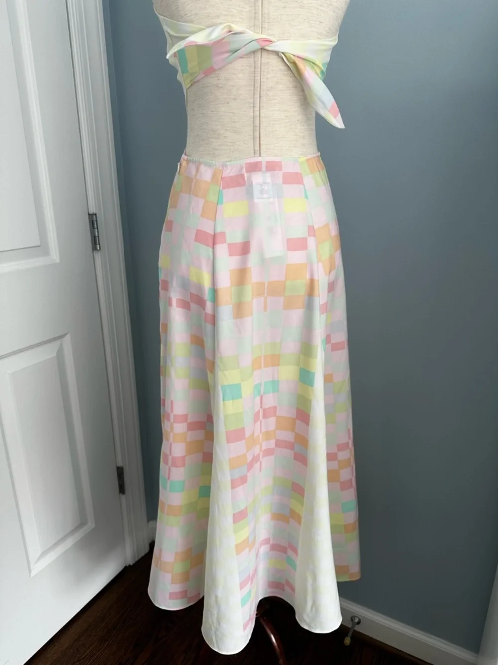 NWT Mara Hoffman Citrus Halter Maxi Dress Pink Orange Pastel Retro 80s Sz 4 - Picture 7 of 13
